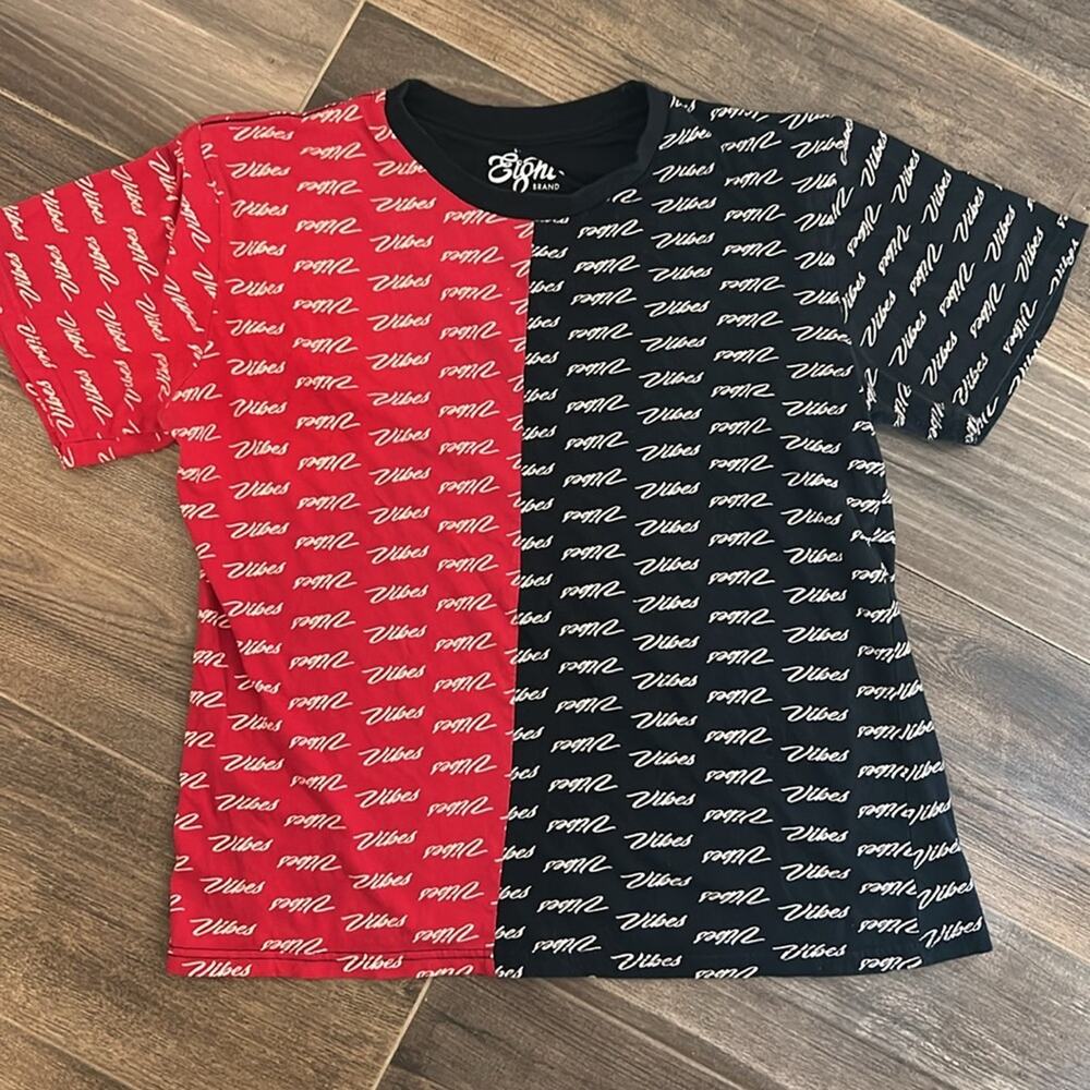 Eighty Eight Brand “Vibes” Tee Red & Black Split Size L Streetwear